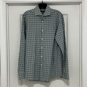 Hugo Boss Blue and Yellow Plaid Shirt